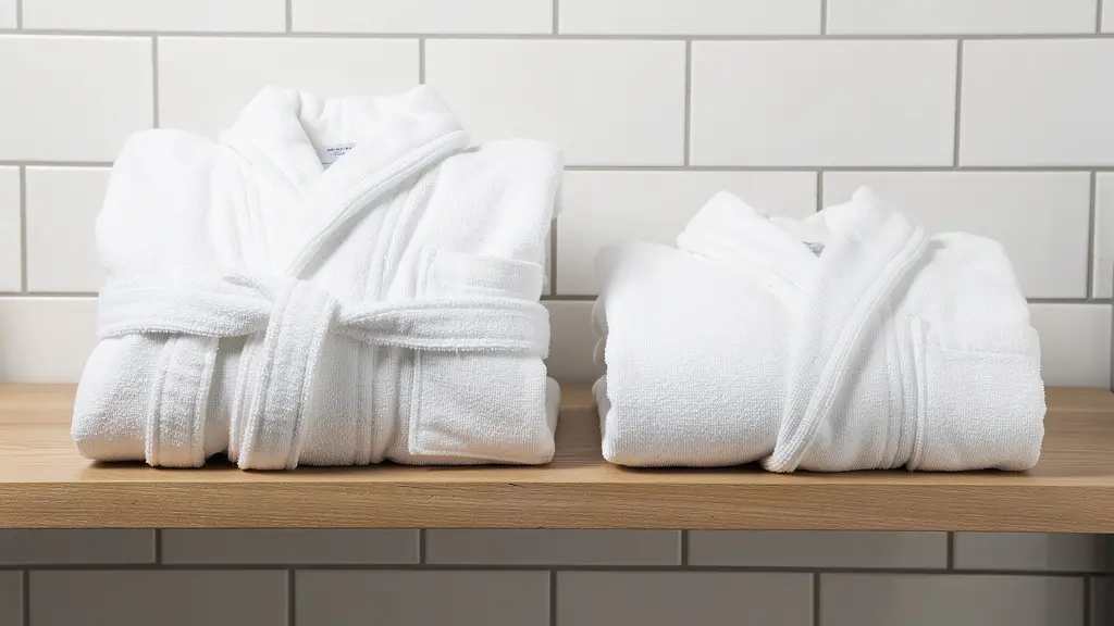 Comparaison entre un peignoir mal plié volumineux et un peignoir correctement plié compact