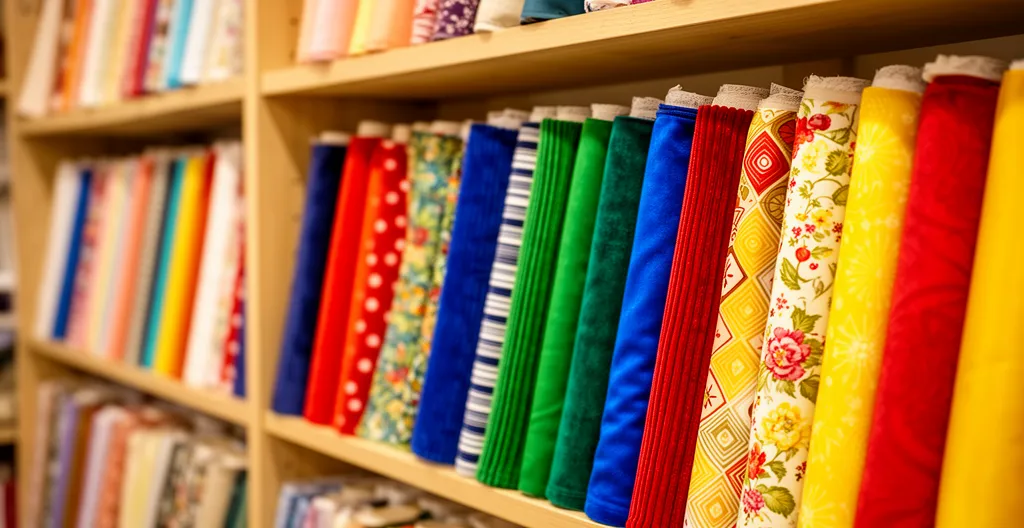 Rouleaux de tissus colorés pour couture éco-responsable en mercerie